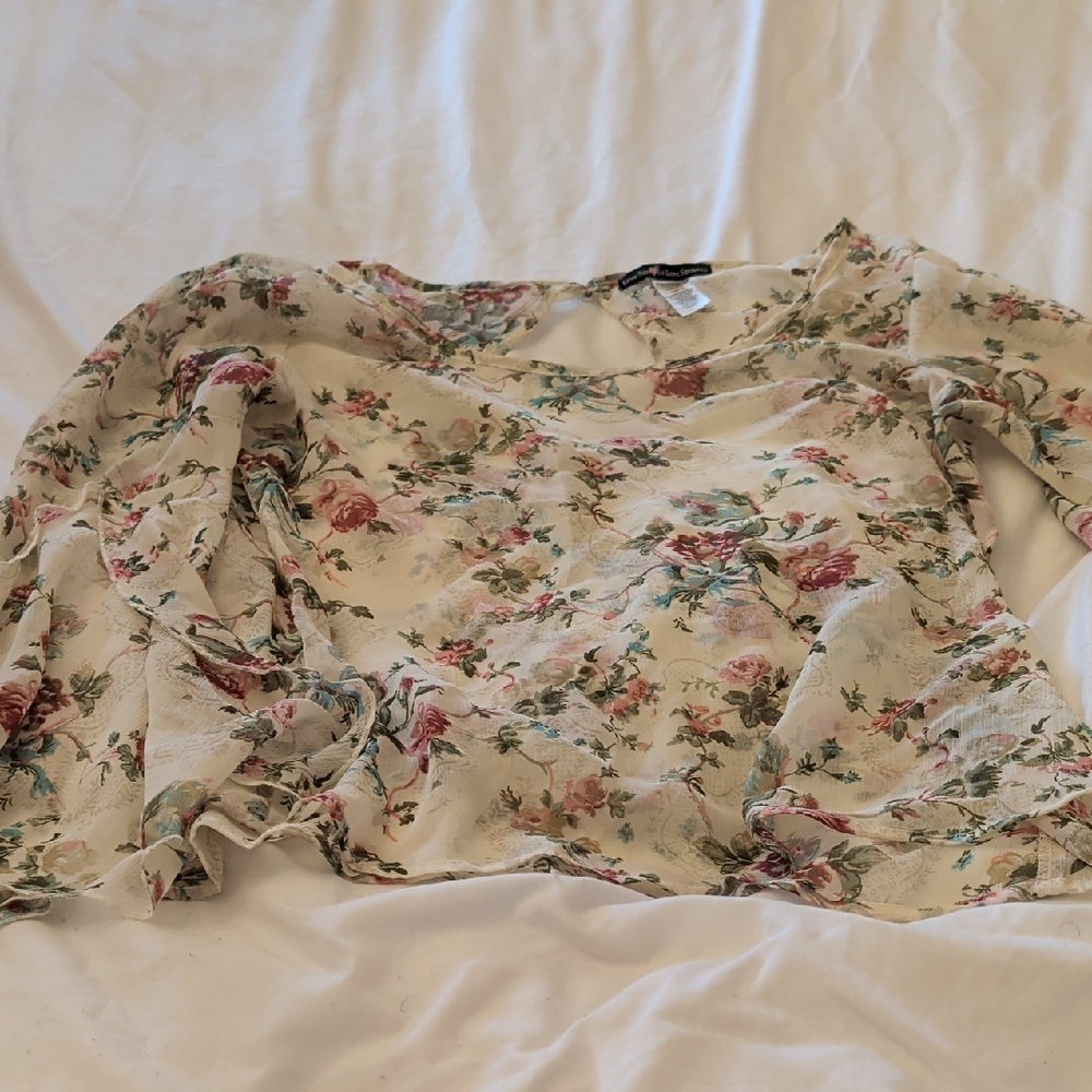 Love Squared Floral Blouse in Cream and Pink
